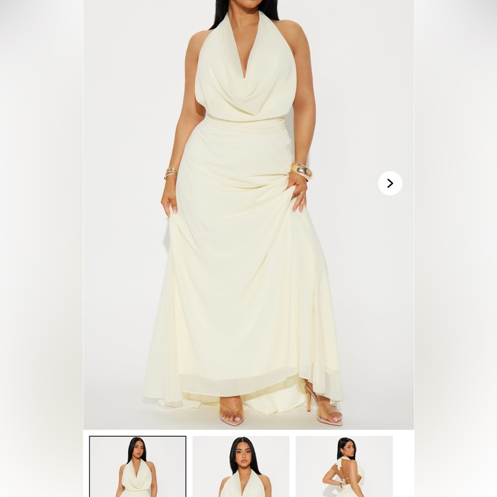 Elegant butter Yellow tie back Chiffon Maxi Dress